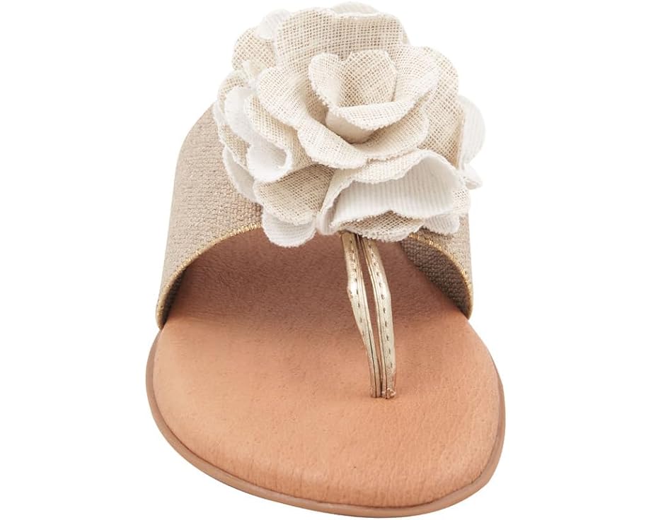 The Elastic Thong Sandal w Flower in Beige Platino