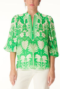 The 3/4 Sleeve Blouse in Green Acres