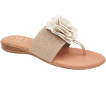 Load image into Gallery viewer, The Elastic Thong Sandal w Flower in Beige Platino
