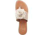 Load image into Gallery viewer, The Elastic Thong Sandal w Flower in Beige Platino
