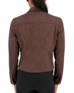 Load image into Gallery viewer, The Vegan Suede Jacket in Chocolate
