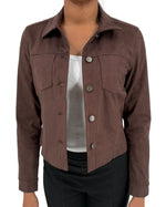 Load image into Gallery viewer, The Vegan Suede Jacket in Chocolate
