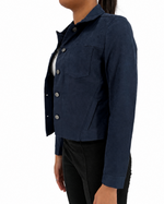 Load image into Gallery viewer, The Vegan Suede Jacket in Navy
