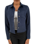 Load image into Gallery viewer, The Vegan Suede Jacket in Navy
