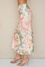 Load image into Gallery viewer, The Watercolor Satin Skirt in Cream Blush
