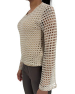 Load image into Gallery viewer, The Lurex Bell Sleeve Top in Oatmeal
