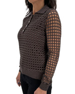 Load image into Gallery viewer, The Open Knit Crochet Top in Chocolate Brown
