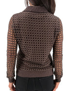 Load image into Gallery viewer, The Open Knit Crochet Top in Chocolate Brown
