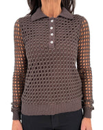 Load image into Gallery viewer, The Open Knit Crochet Top in Chocolate Brown

