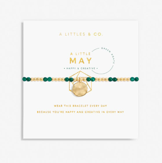 The May Birthstone Stretch Bracelet in Green Agate