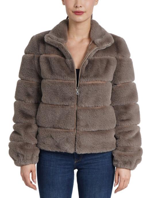 The Zip Up Faux Fur Jacket in Mink