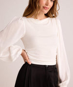 Load image into Gallery viewer, The Ruched Waist Flowy Sleeve Top in Winter White
