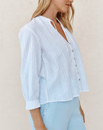 Load image into Gallery viewer, The 3/4 Sleeve Embroidered Blouse in White
