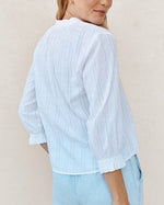 Load image into Gallery viewer, The 3/4 Sleeve Embroidered Blouse in White
