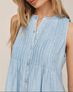 Load image into Gallery viewer, The Sleeveless Pintuck Dress in Sunbleach
