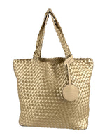 Load image into Gallery viewer, The Reversible Woven Tote in Ivory &amp; Champagne
