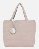 Load image into Gallery viewer, The Reversible Woven Tote in Pink &amp; Silver
