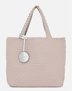 The Reversible Woven Tote in Pink & Silver