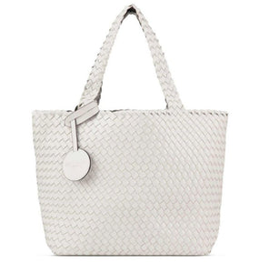 The Reversible Woven Tote in White & Silver