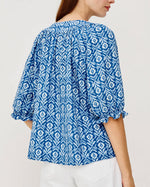 Load image into Gallery viewer, The Elbow Sleeve Blouse in Blue Ikat
