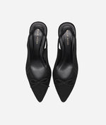 Load image into Gallery viewer, The Bow Knit Sling Pump in Black
