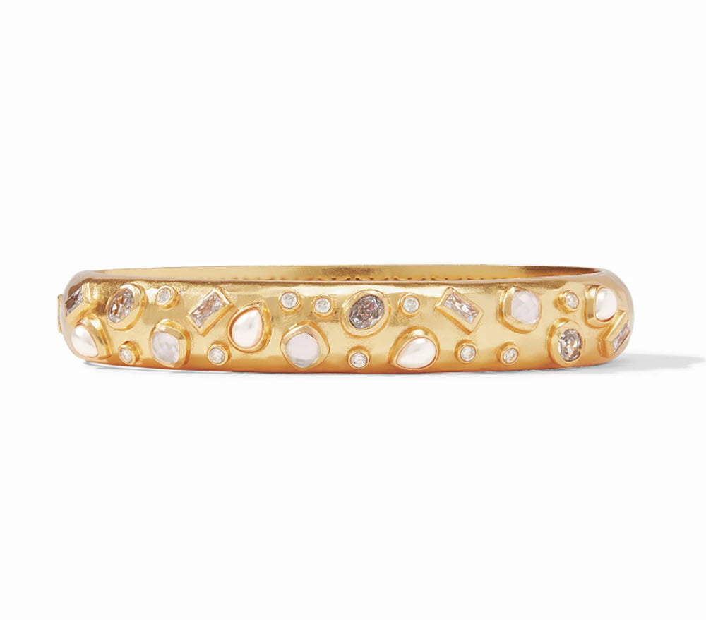 The Antonia Mosaic Hinge Bangle in Iridescent Clear Crystal