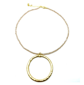 The Circle Bead Necklace in Gold Light Pink