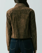 Load image into Gallery viewer, The Suede Cropped Jacket in Brown
