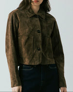 Load image into Gallery viewer, The Suede Cropped Jacket in Brown
