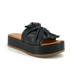 Load image into Gallery viewer, The Knotted Flatform Slide Sandal in Black
