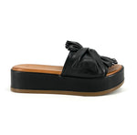 Load image into Gallery viewer, The Knotted Flatform Slide Sandal in Black
