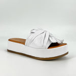 Load image into Gallery viewer, The Knotted Flatform Slide Sandal in White
