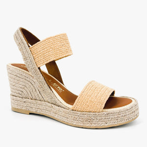 The Raffia Elastic High Platform Espadrille in Natural