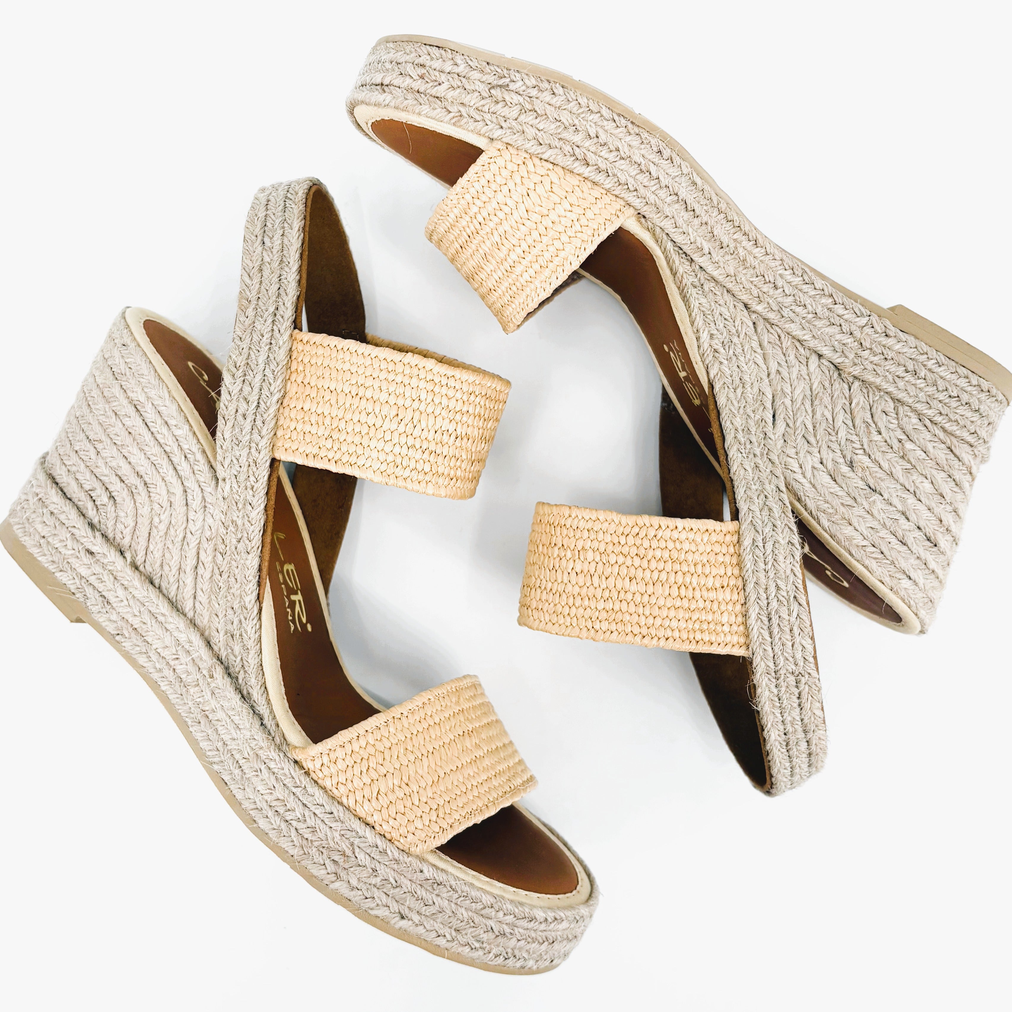 The Raffia Elastic High Platform Espadrille in Natural
