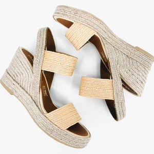 The Raffia Elastic High Platform Espadrille in Natural