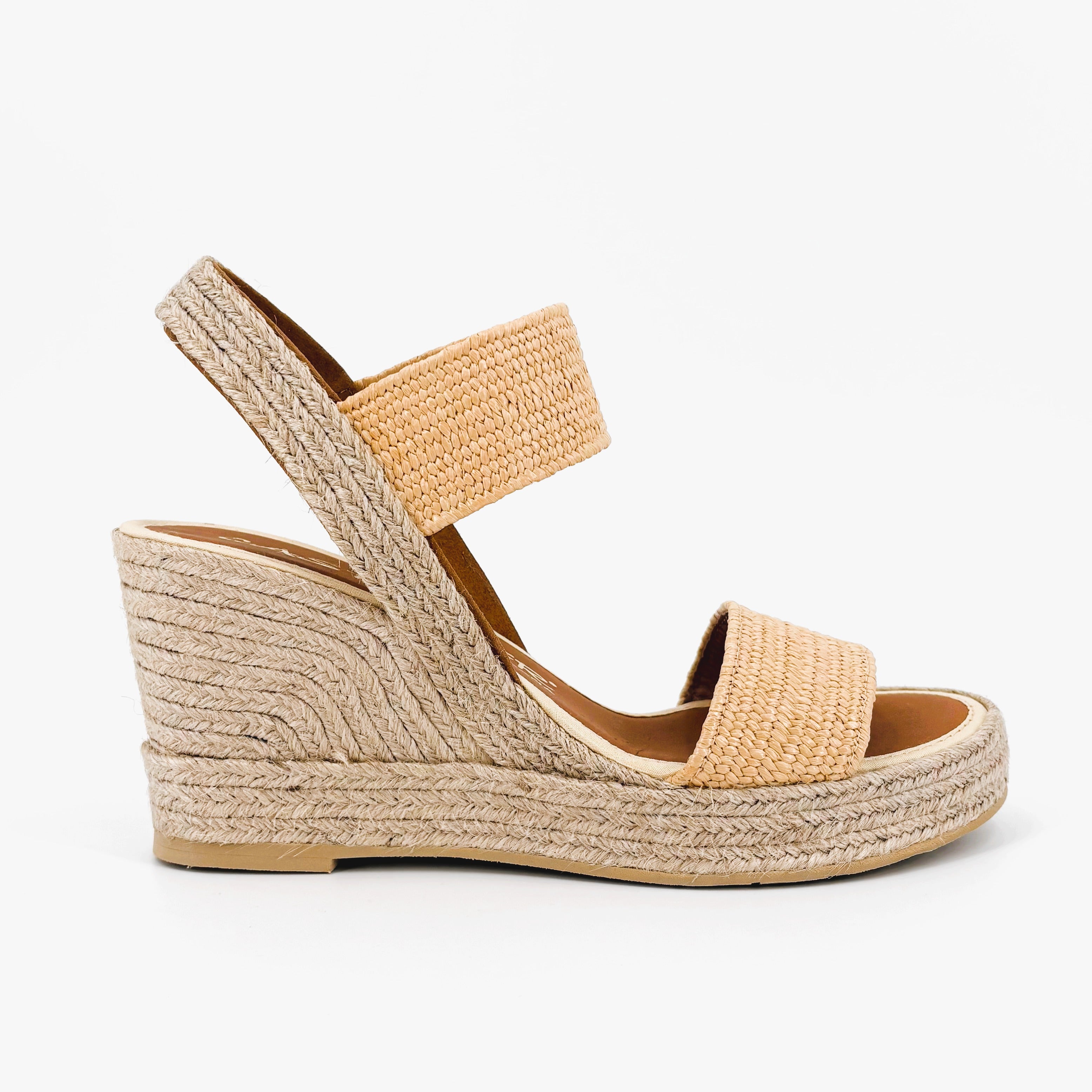 The Raffia Elastic High Platform Espadrille in Natural