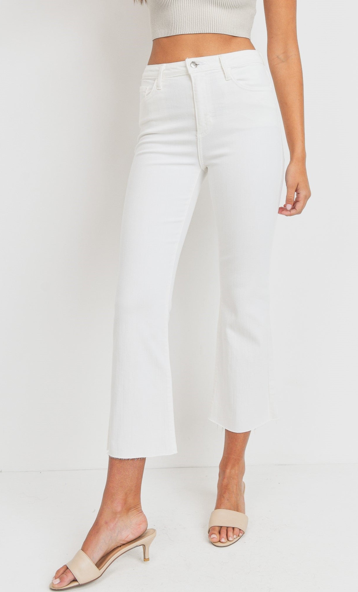 The Crop Flare Jean in Optic White