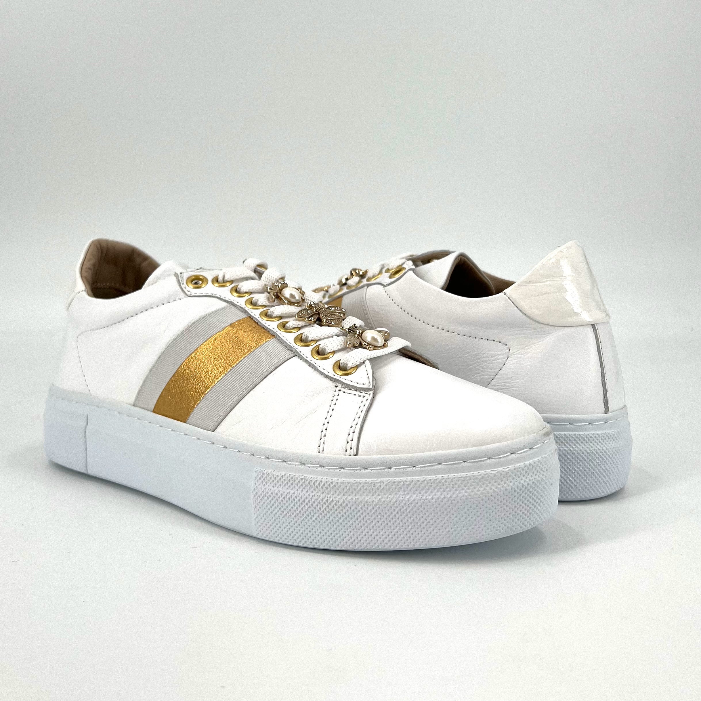The Lace Sneaker with Bug Ornaments in White
