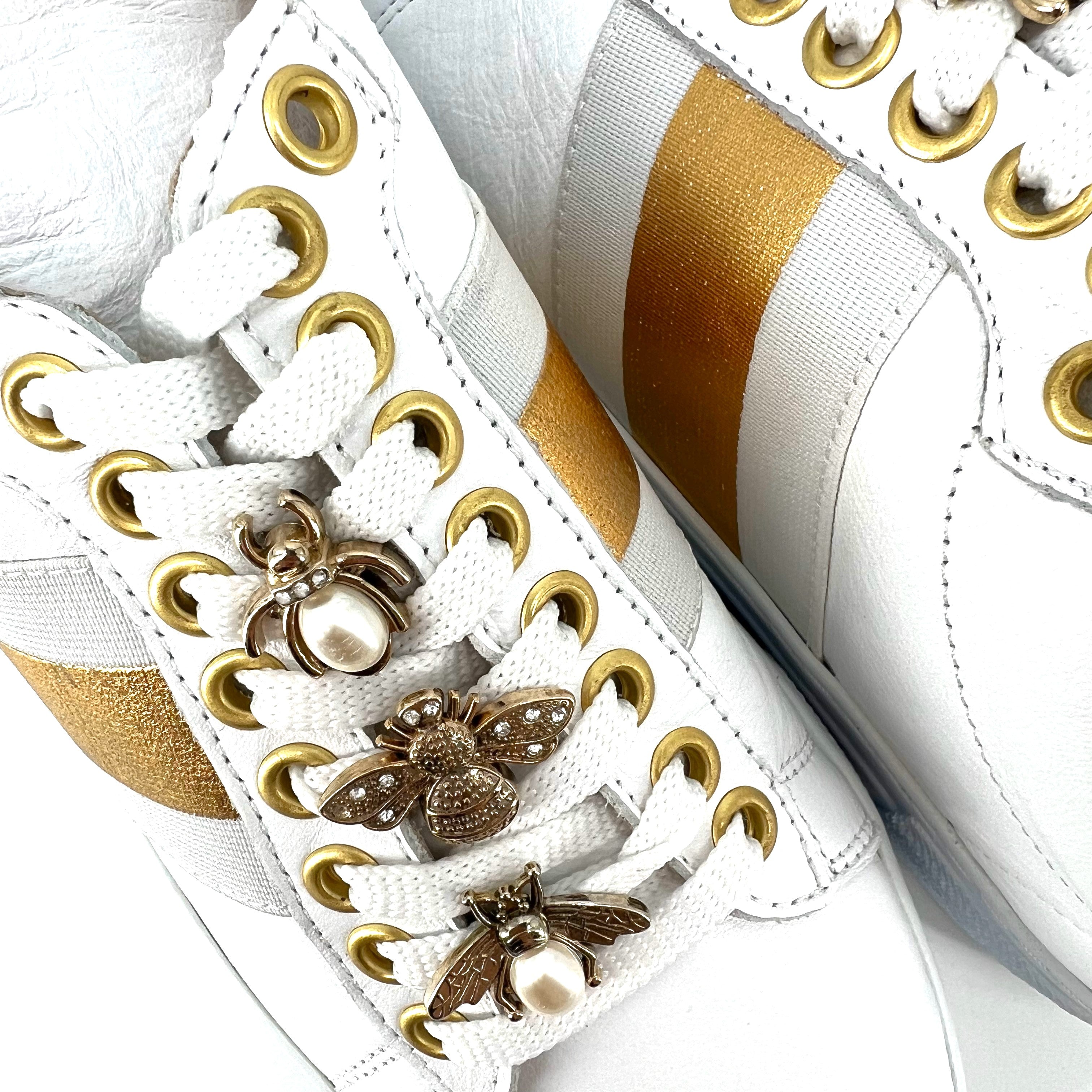The Lace Sneaker with Bug Ornaments in White