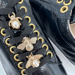 Load image into Gallery viewer, The Lace Sneaker with Bug Ornaments in Black
