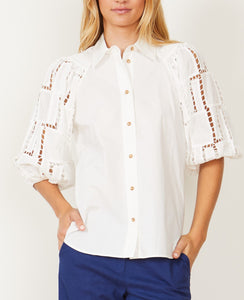 The Lace Sleeve Top in Ivory