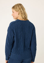 Load image into Gallery viewer, The Chenille Cable V-Neck in Midnight
