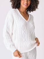 Load image into Gallery viewer, The Chenile Cable Vneck in Ivory
