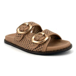 Load image into Gallery viewer, The Perforated Dual Buckle Slide in Cappuccino

