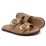 Load image into Gallery viewer, The Perforated Dual Buckle Slide in Cappuccino
