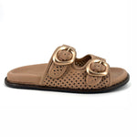 Load image into Gallery viewer, The Perforated Dual Buckle Slide in Cappuccino

