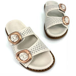 Load image into Gallery viewer, The Perforated Dual Buckle Slide in Marshmallow
