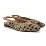 Load image into Gallery viewer, The Perforated Slingback Flat in Beige
