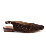 Load image into Gallery viewer, The Perforated Slingback Flat in Brown
