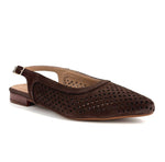 Load image into Gallery viewer, The Perforated Slingback Flat in Brown
